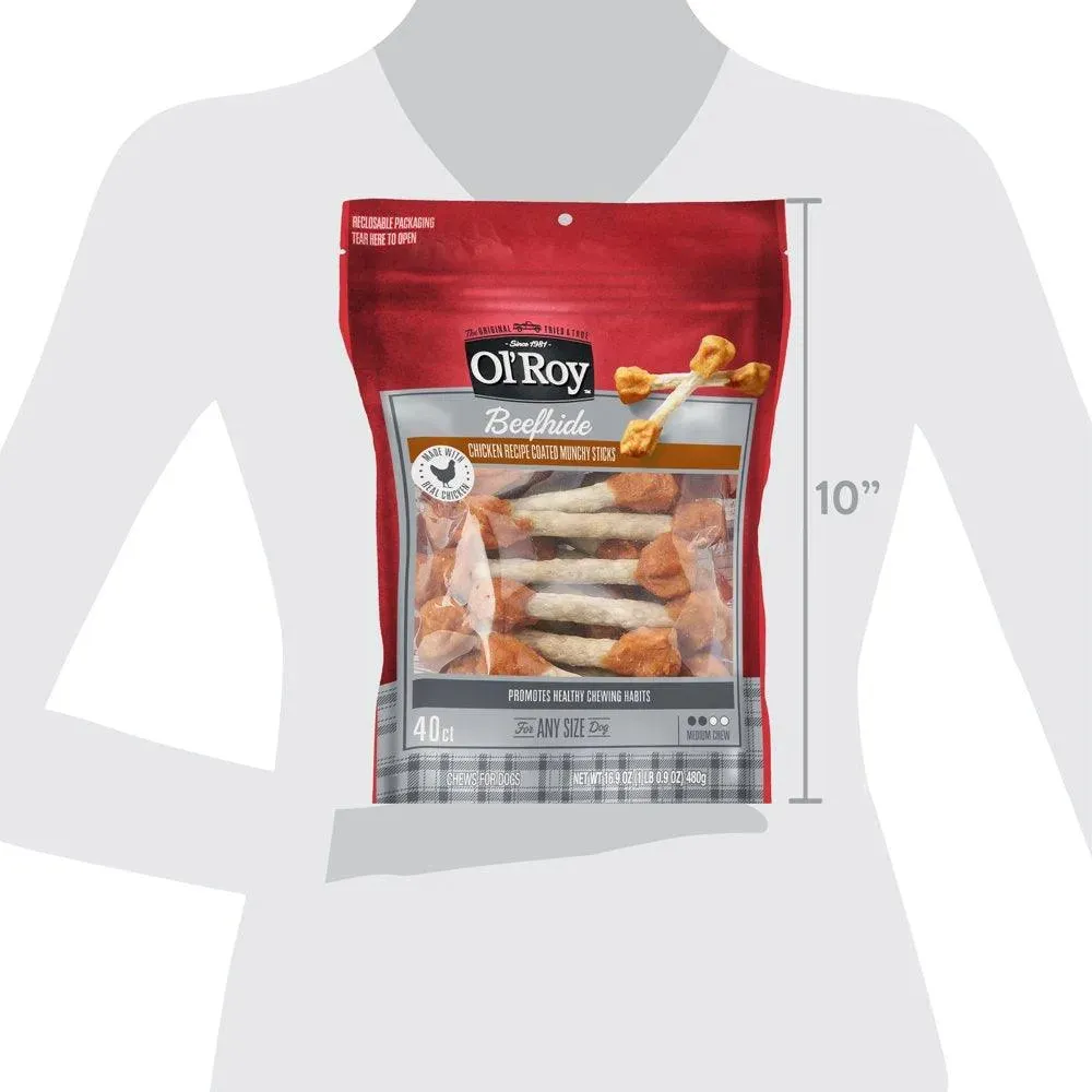 Beefhide Coated Munchy Sticks 16.9 Oz 40 Count