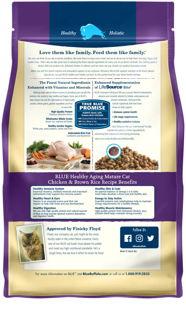 Blue Buffalo Healthy Aging Natural Chicken & Brown Rice Mature Dry Cat Food