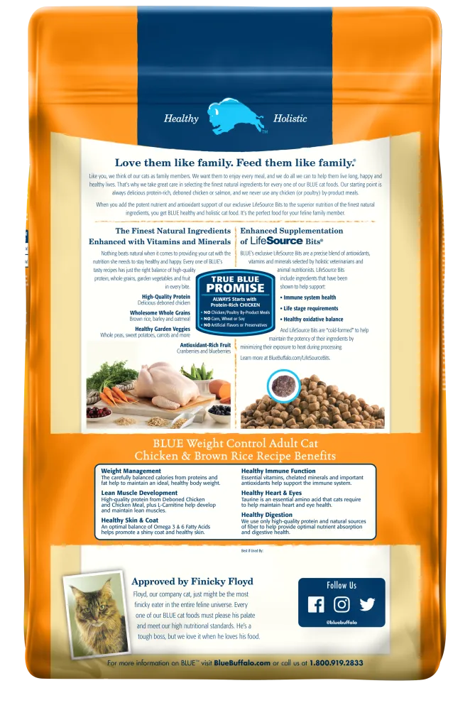 Blue Buffalo Weight Control Chicken & Brown Rice Recipe Adult Dry Cat Food
