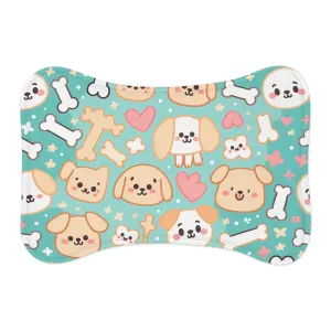 Cute Dogs and Bones Pet Feeding Mat Non-Slip and Easy to Clean