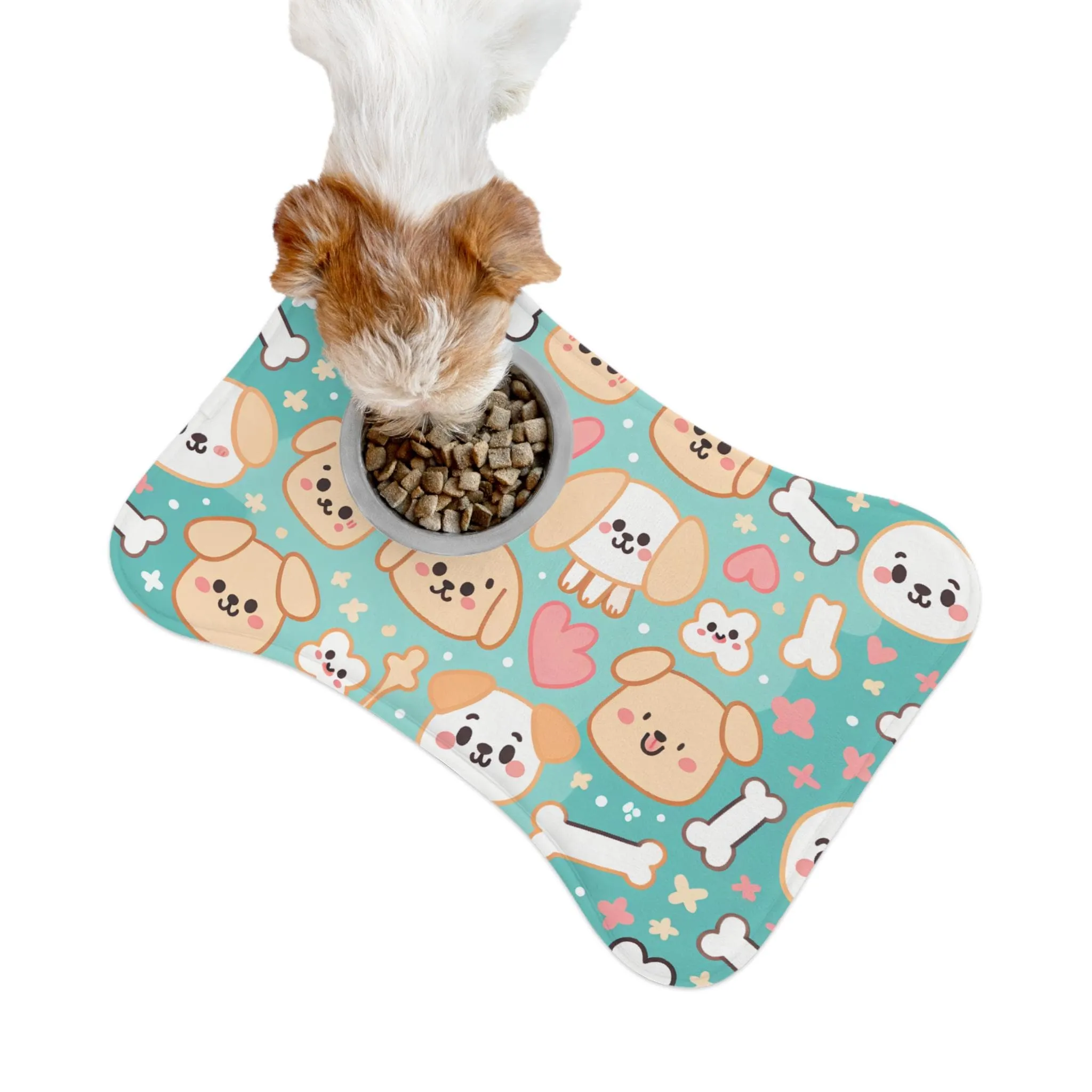 Cute Dogs and Bones Pet Feeding Mat Non-Slip and Easy to Clean