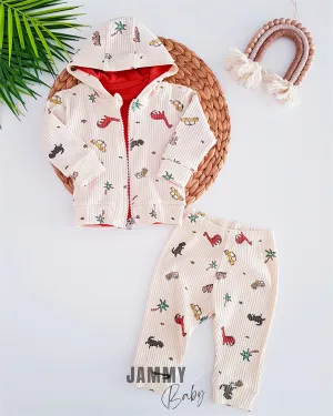 dinosaur camisole cardigan 3 piece set-tile red