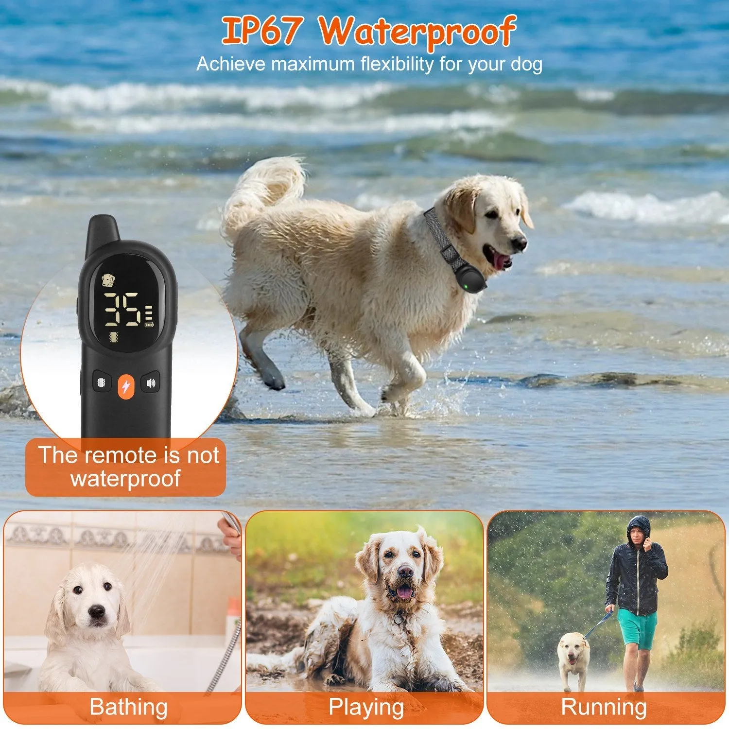 Dog Training Collar with Remote 2624FT 3 Modes Beep Shock Vibration Electric Rechargeable Correction Device IP67 Waterproof Transmitter Receiver for dogs 5lbs-132lbs