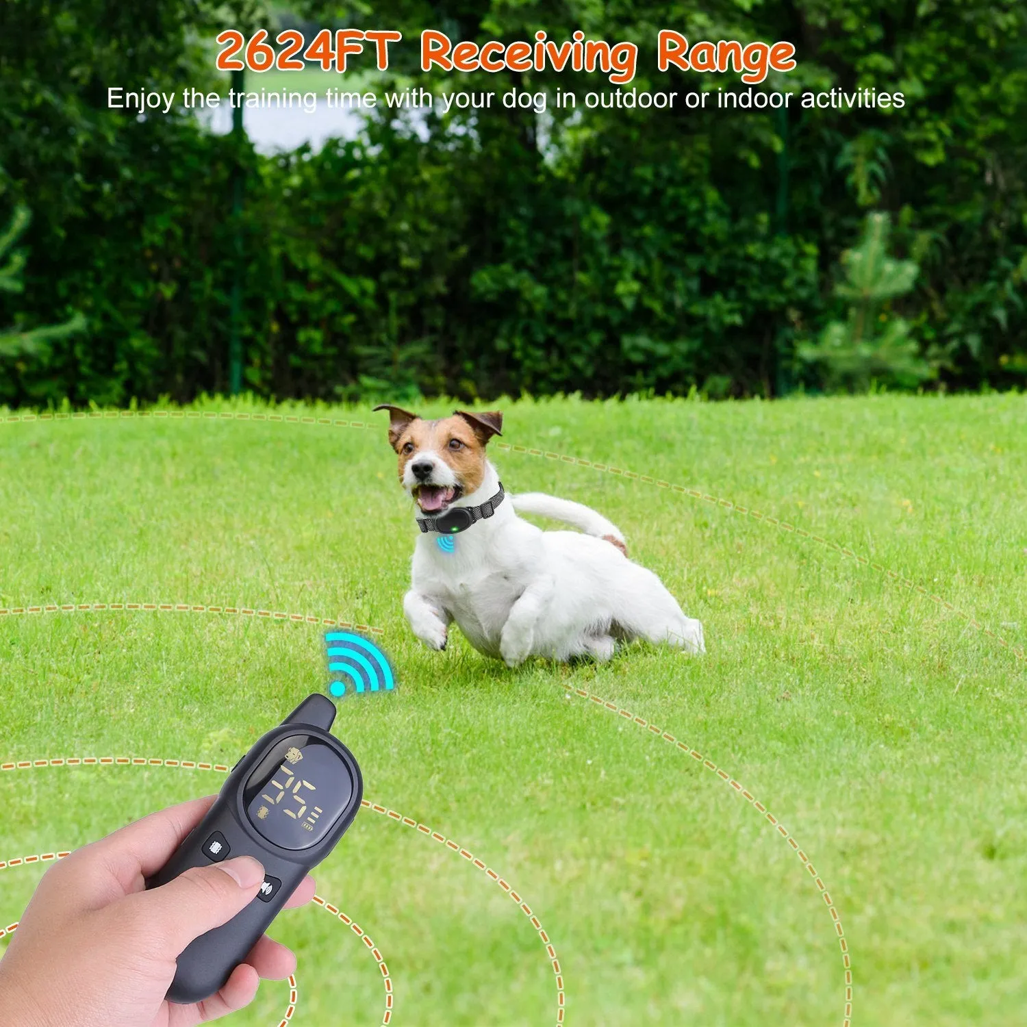 Dog Training Collar with Remote 2624FT 3 Modes Beep Shock Vibration Electric Rechargeable Correction Device IP67 Waterproof Transmitter Receiver for dogs 5lbs-132lbs