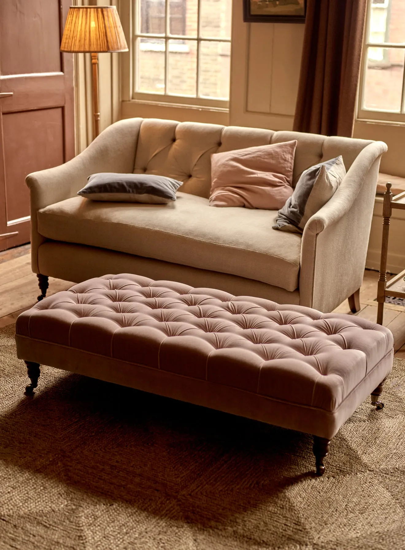 Elbert Ottoman, Ditsy Blue