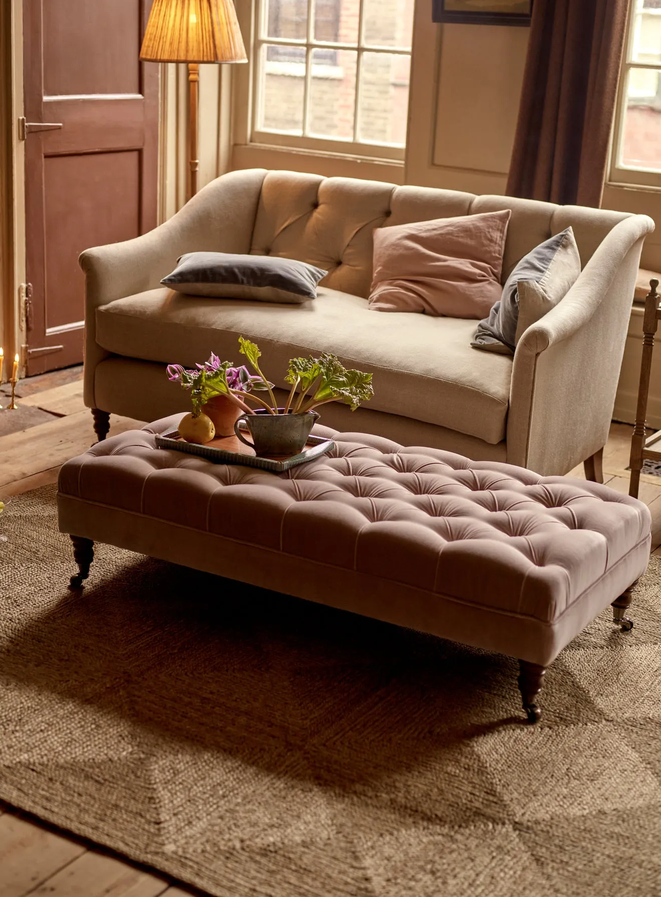 Elbert Ottoman, Ditsy Blue