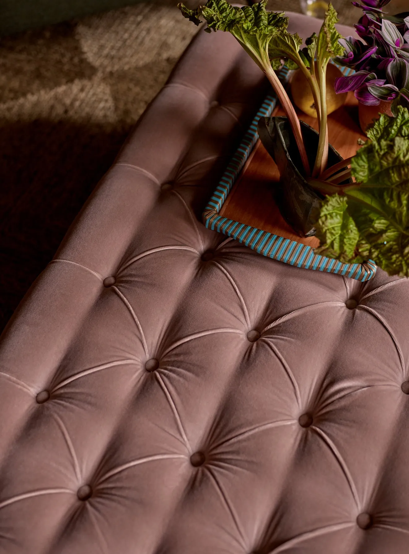 Elbert Ottoman, Ditsy Blue