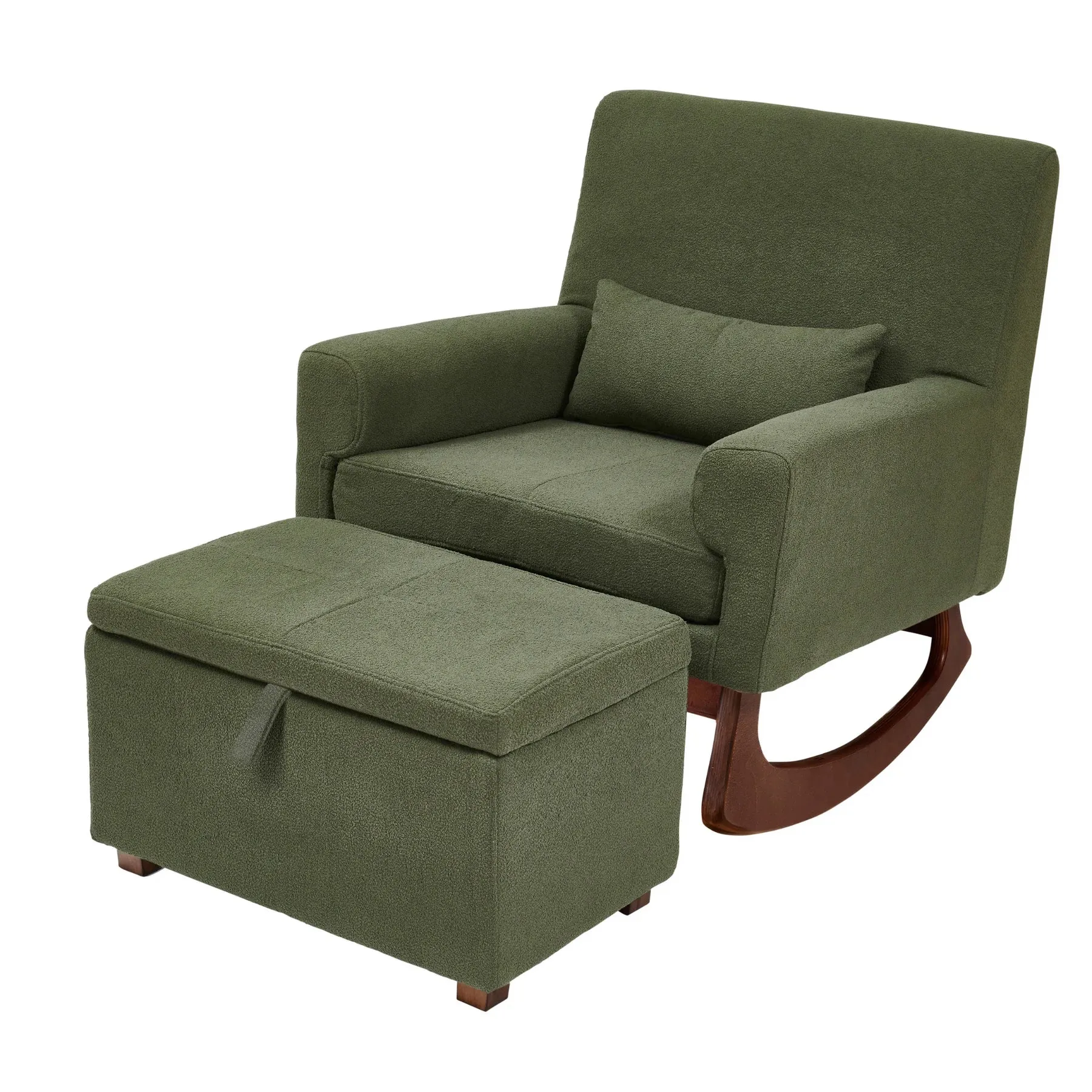 Gaia Baby, Nursing Chair Footstool, Walnut/Boucle Forest