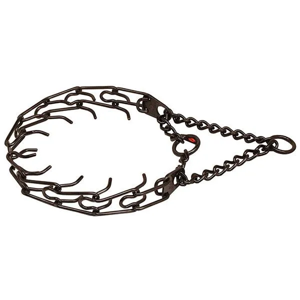 HERM SPRENGER - Black Stainless Steel ULTRA-PLUS Training Collar with Center-Plate and Assembly Chain