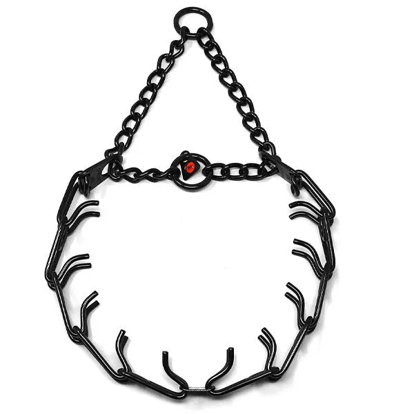 HERM SPRENGER - Black Stainless Steel ULTRA-PLUS Training Collar with Center-Plate and Assembly Chain