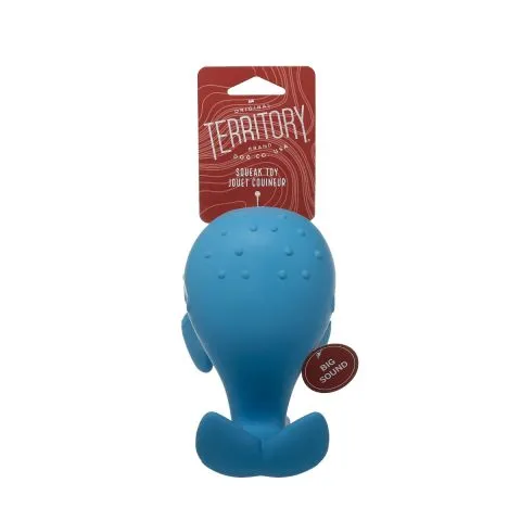 Original Territory Natural Rubber Squeaker Dog Toy- Whale 6.5"