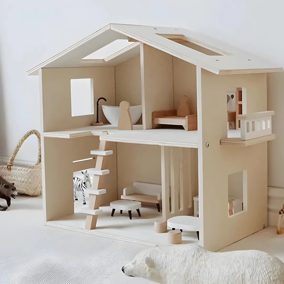 Premium Quality Wooden Doll House With Furniture Set 2 Years  