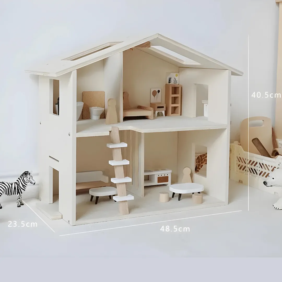 Premium Quality Wooden Doll House With Furniture Set 2 Years  