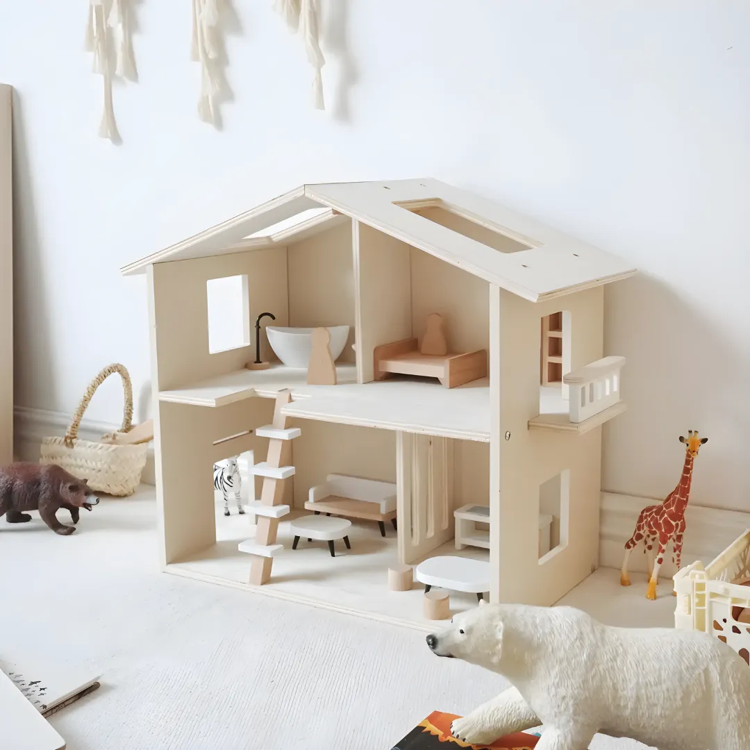 Premium Quality Wooden Doll House With Furniture Set 2 Years  