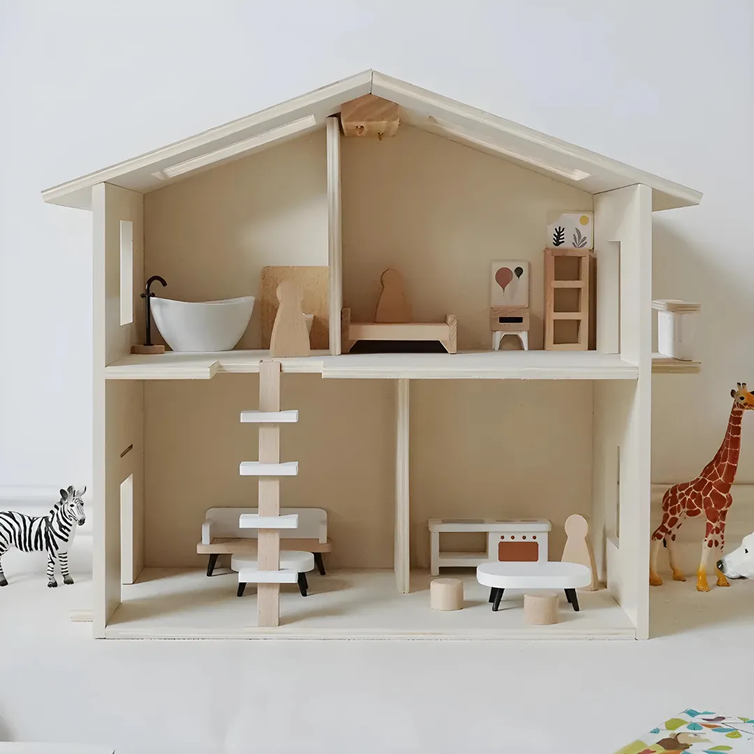 Premium Quality Wooden Doll House With Furniture Set 2 Years  