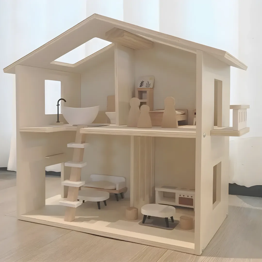 Premium Quality Wooden Doll House With Furniture Set 2 Years  