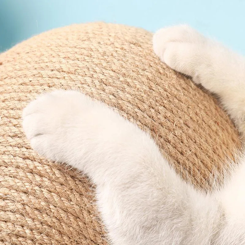 Wear-Resistant Cat Scratching Ball Toy – Sisal Rope and Wood, Protects Furniture