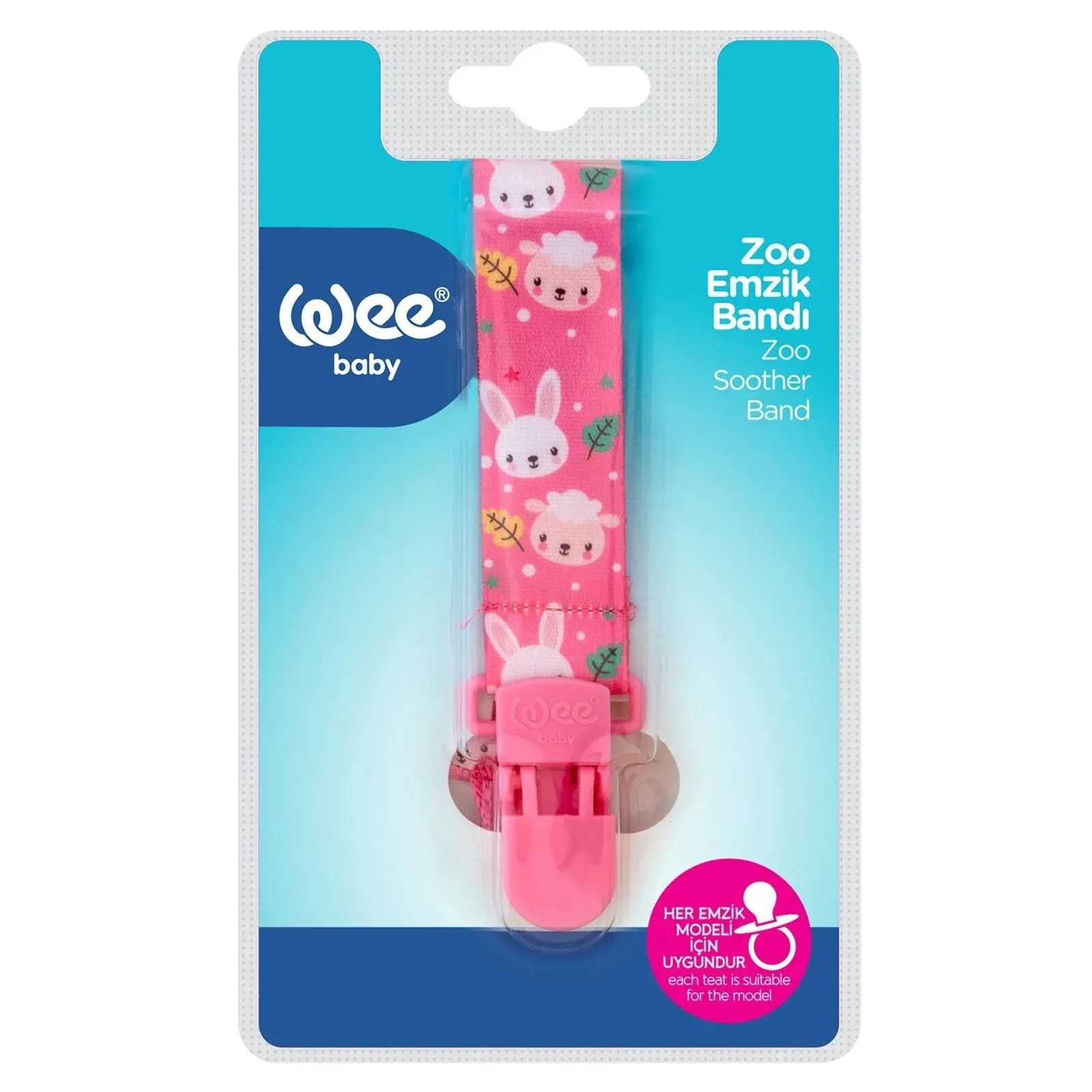 Wee Baby Zoo Patterned Assorted Easy-To-Use Pacifier Strap