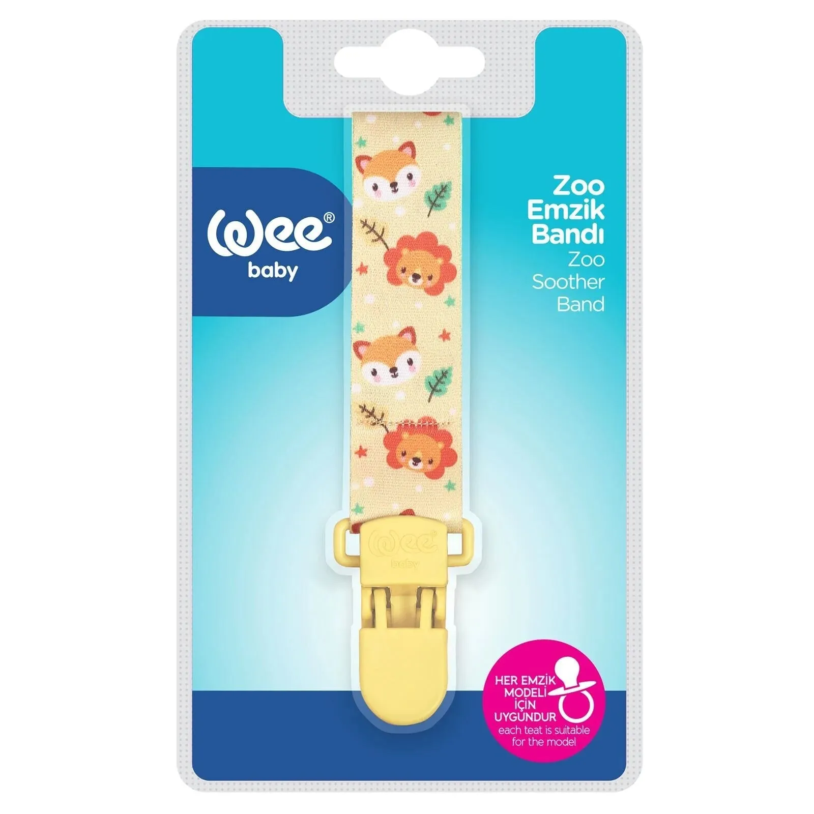 Wee Baby Zoo Patterned Assorted Easy-To-Use Pacifier Strap