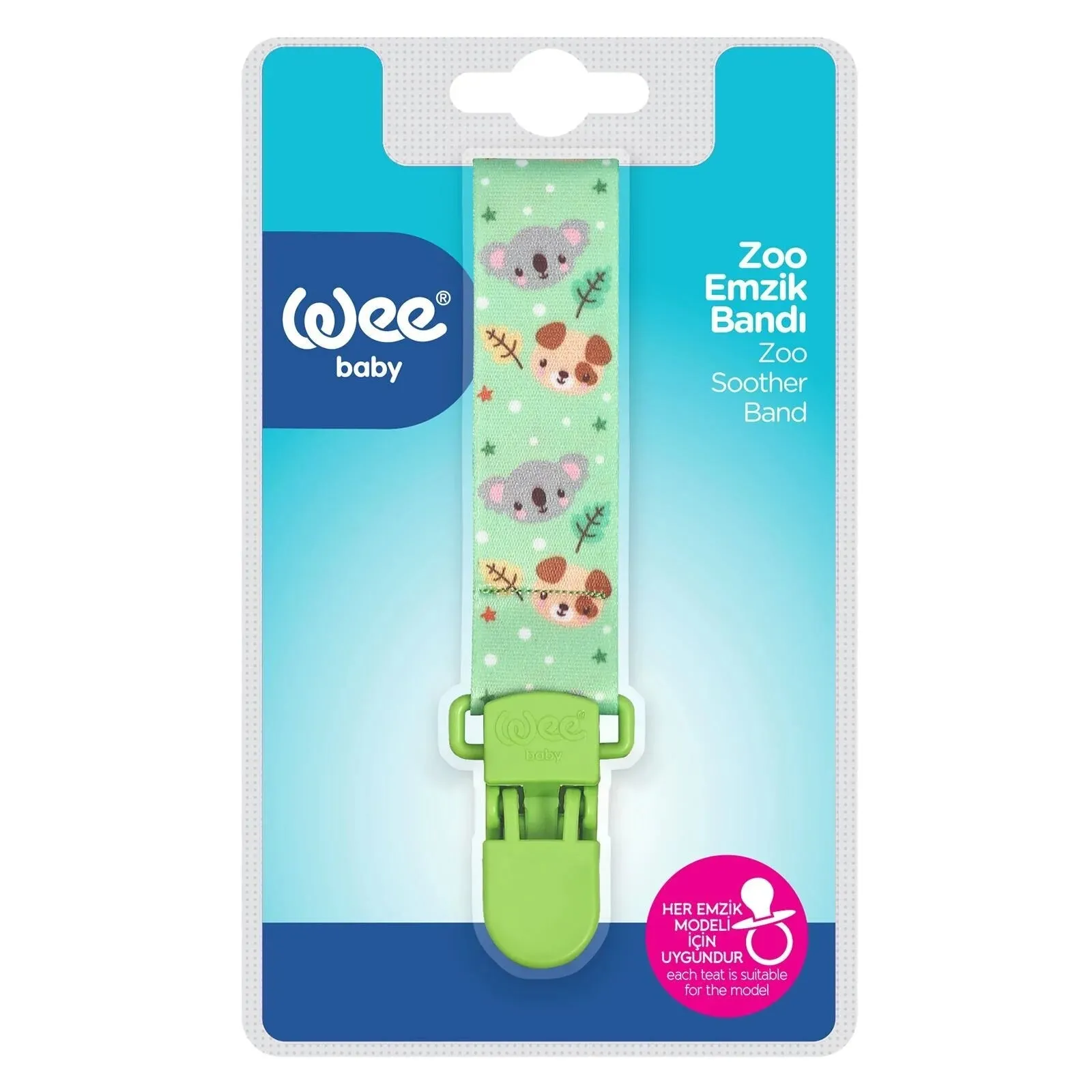 Wee Baby Zoo Patterned Assorted Easy-To-Use Pacifier Strap