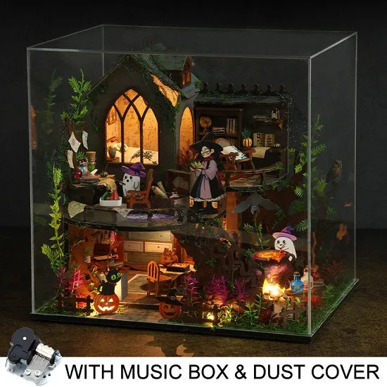 Wooden Magic Cristmass Cottage Casa Doll House Miniature With Furniture LED Lights and Music Box