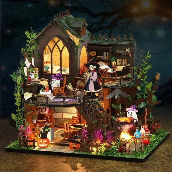 Wooden Magic Cristmass Cottage Casa Doll House Miniature With Furniture LED Lights and Music Box