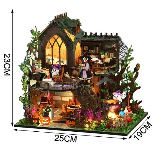 Wooden Magic Cristmass Cottage Casa Doll House Miniature With Furniture LED Lights and Music Box