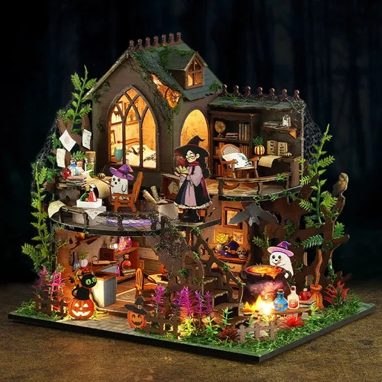 Wooden Magic Cristmass Cottage Casa Doll House Miniature With Furniture LED Lights and Music Box